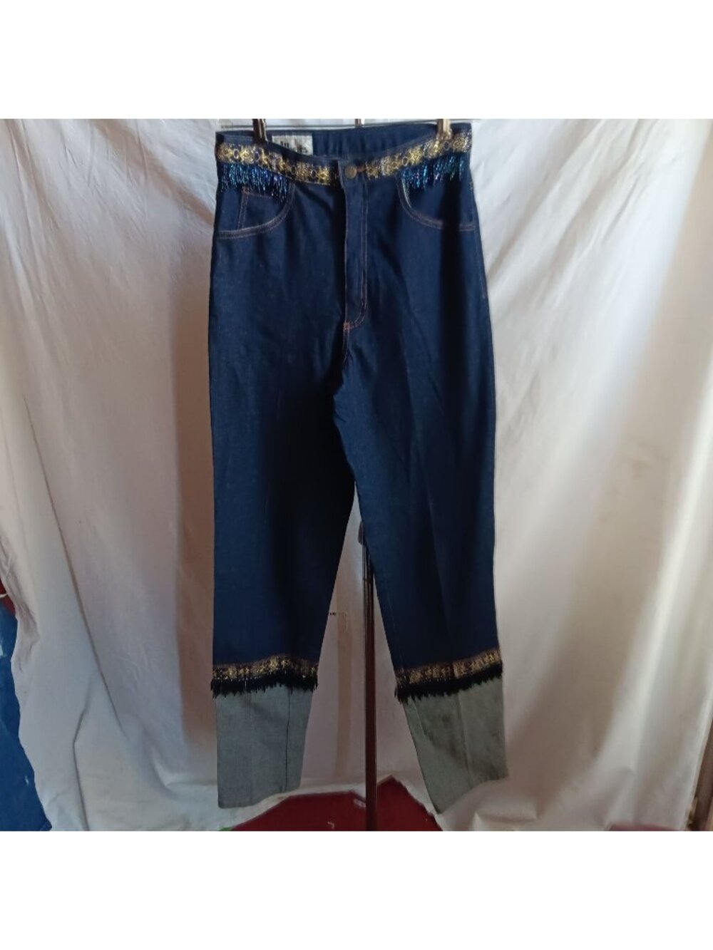 Western Stretch 10 28x29 J Harris Vintage Jeans Womens Beaded Trim Embellished